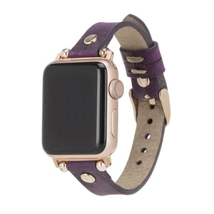 Leather Apple Watch Bands - Ferro Rose Gold Trok Style BRN7