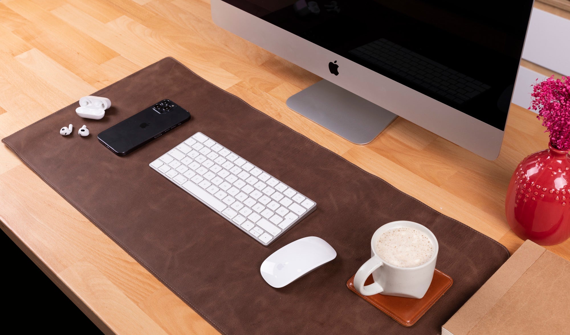 Natural Leather Desk Mat Large