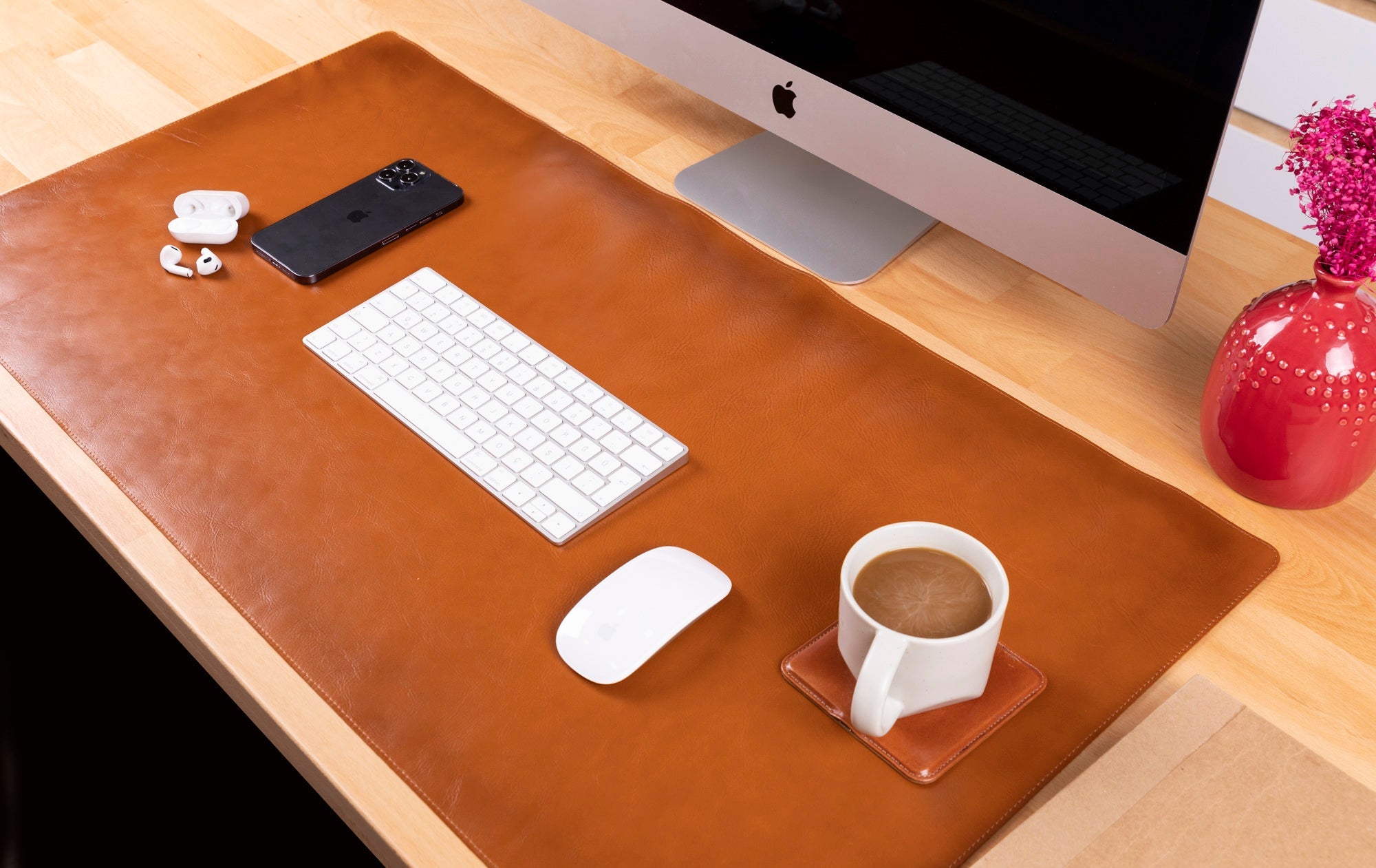 Natural Leather Desk Mat Large