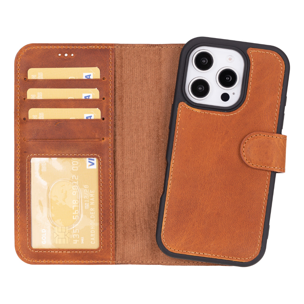 Magic I Phone 16 Pro Detachable Leather Wallet Case