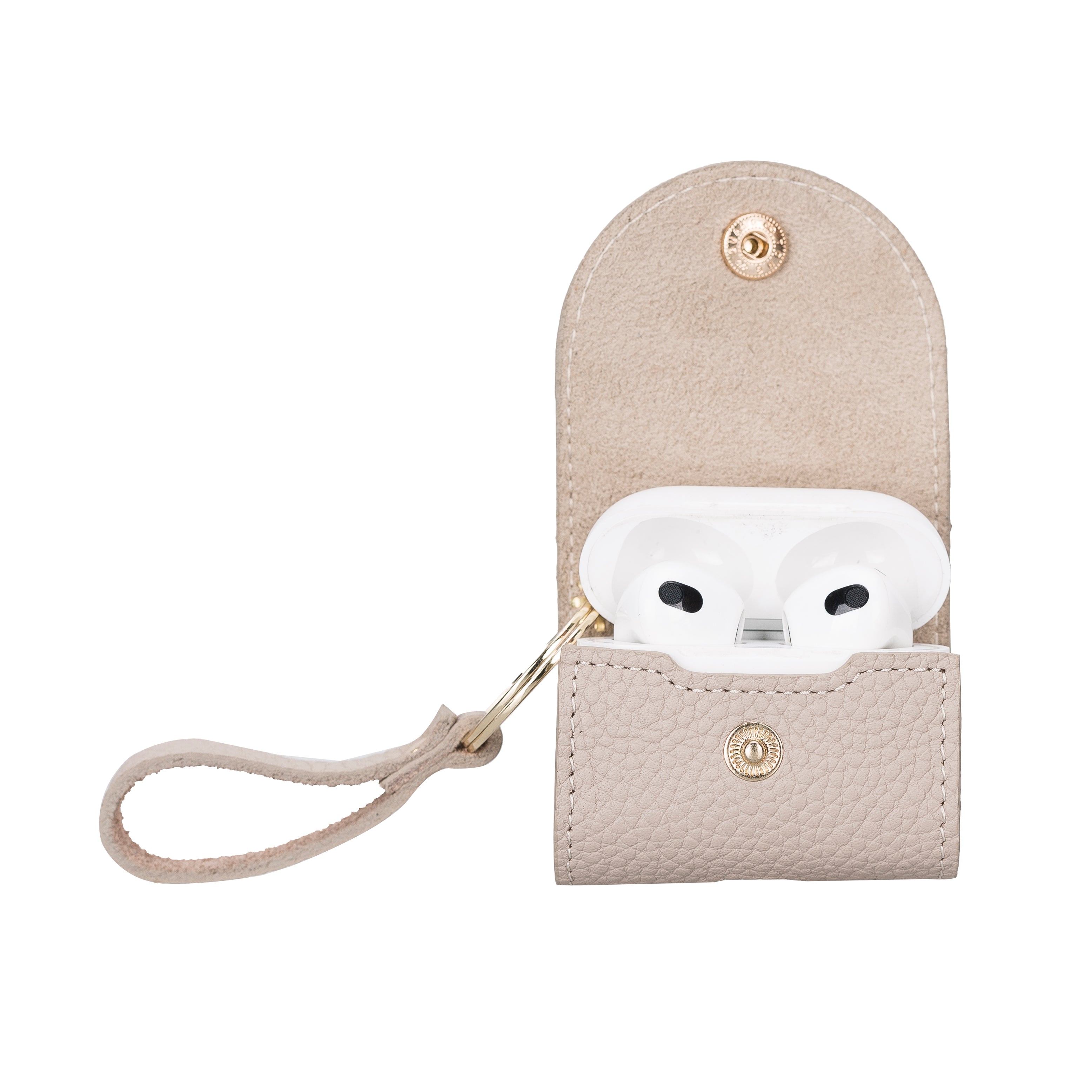 Mai Snap Air Pods 3 And Air Pods 4 Leather Case With Hook