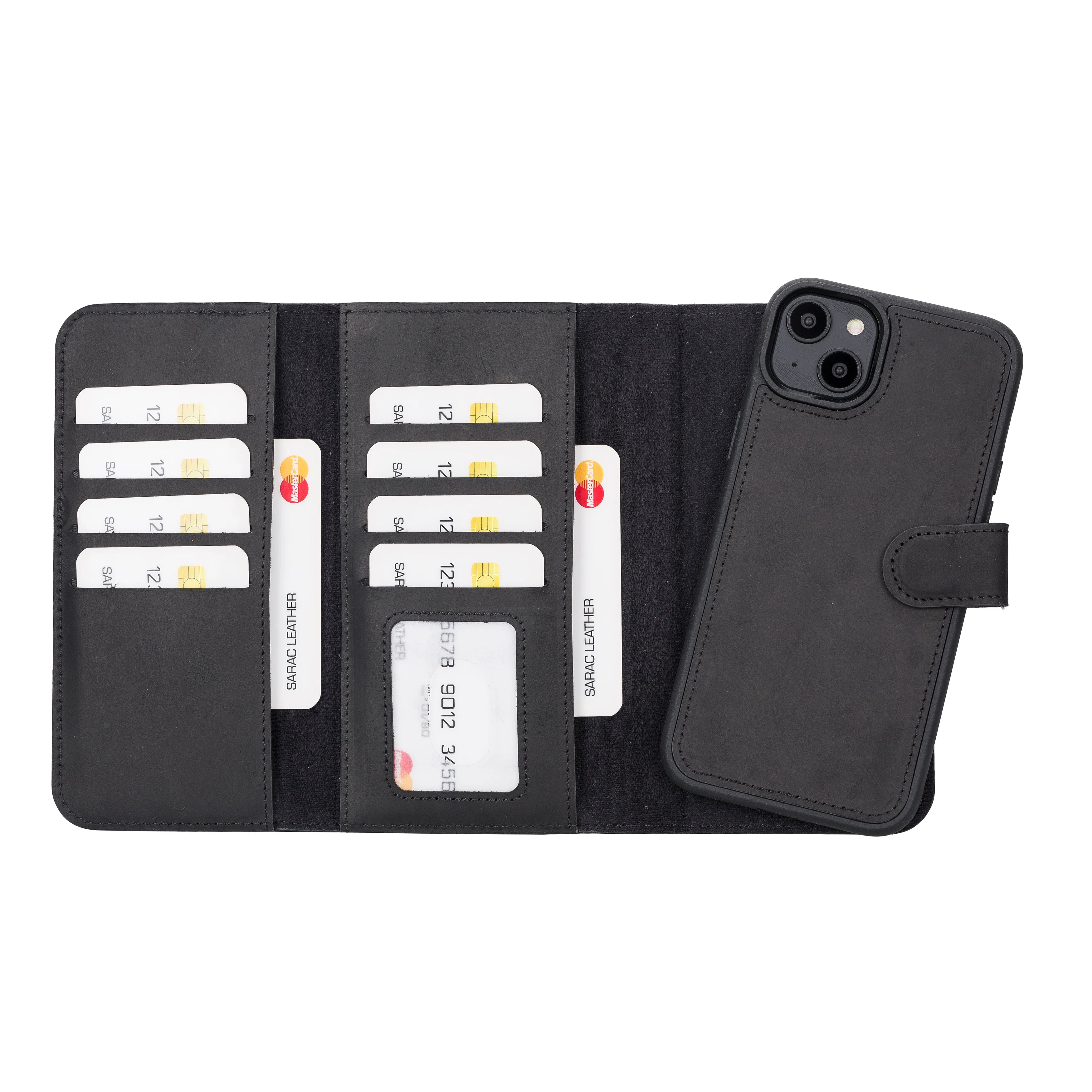 Santa I Phone 14 Plus Leather Detachable Wallet Case