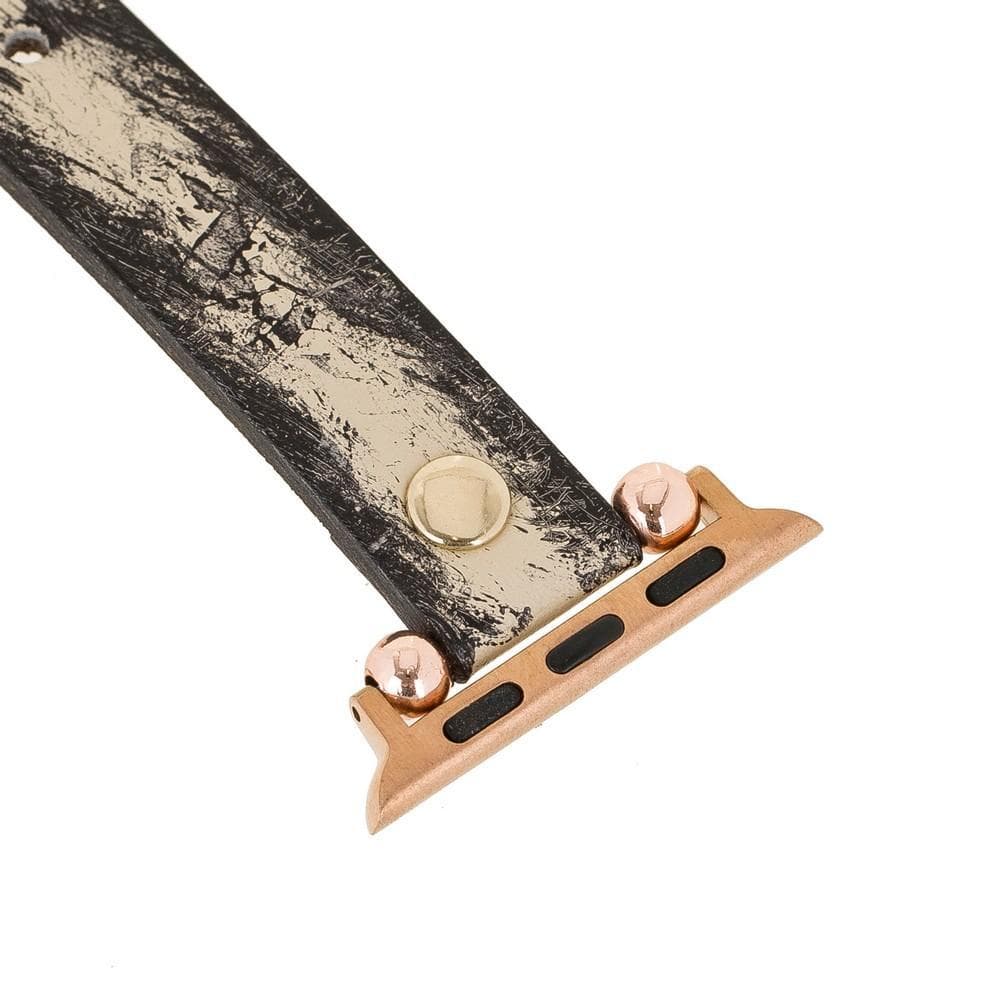 Leather Apple Watch Bands - Ferro Gold Trok Style V8