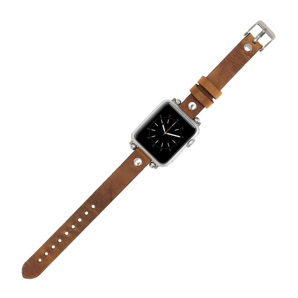 Leather Apple Watch Bands - Ferro Silver Trok Style NU1